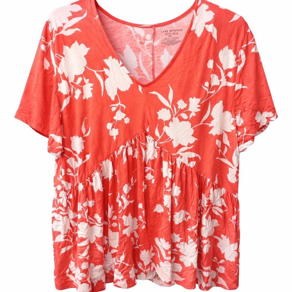 LANE BRYANT CORAL FLORAL SWING TOP 22/24